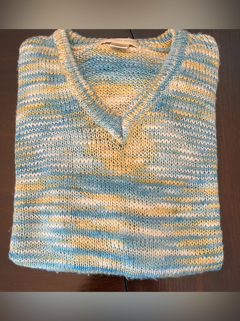 Beene V-Neck Striped Knit Sweater